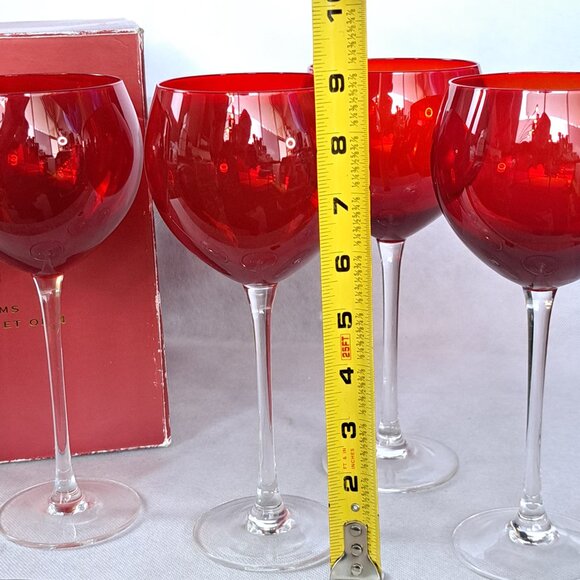 Lenox Holiday Gems Ruby Red Balloon Cup Large Crystal Wine Glasses - Set of 4 - Picture 6 of 14